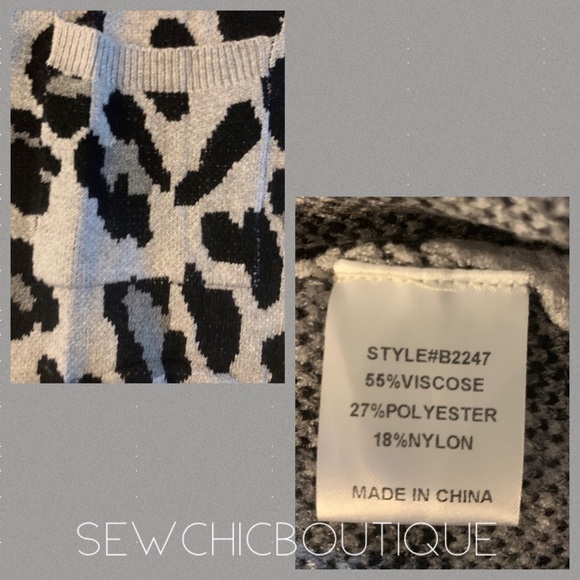 Gray Leopard Print Soft Knit Long Cardigan - Picture 7 of 7